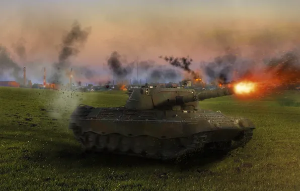 Leopard, Fire, War, Tank, German tank