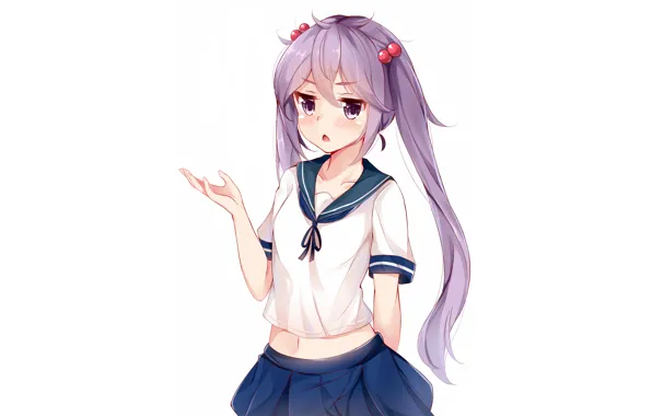 Girl, blouse, long hair, anime, beautiful, purple eyes, pretty, attractive