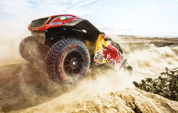 Sand, Auto, Wheel, Sport, Machine, Race, Peugeot, Red Bull