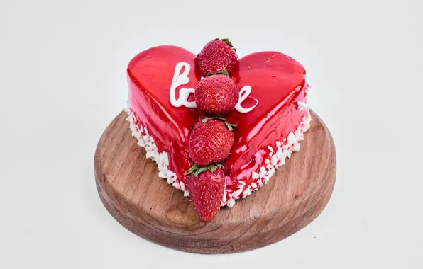 Love, berries, holiday, red, heart, strawberry, cake, cake