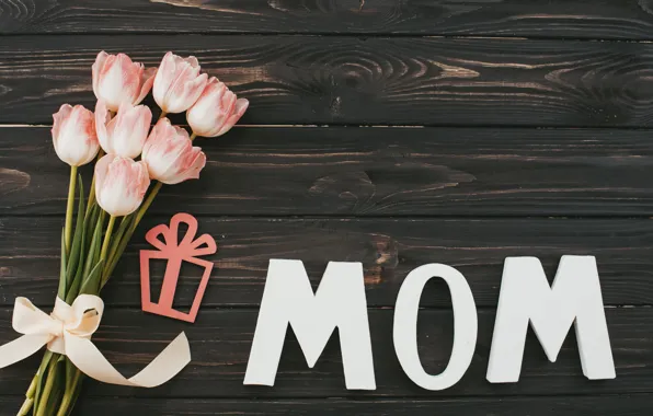 Flowers, bouquet, tulips, pink, happy, wood, pink, flowers