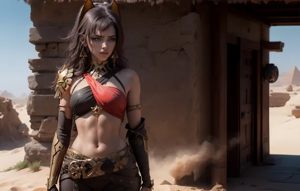 Girl, warrior, AI art