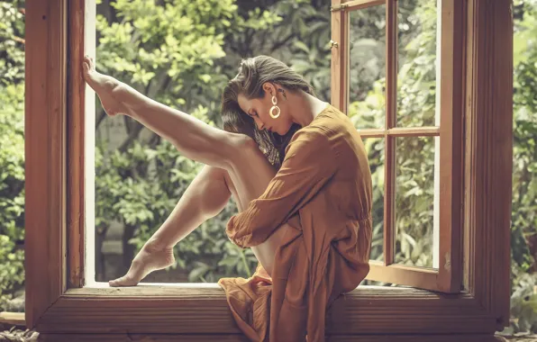 Wallpaper girl, window, Aileen Kent