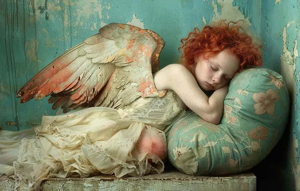 Child, angel, angel, AI art, neural network