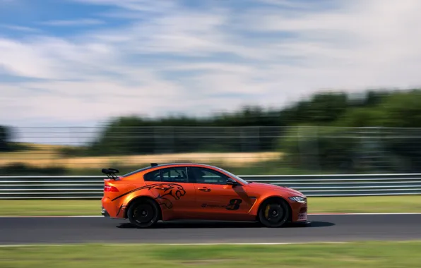 Picture orange, speed, Jaguar, profile, 2017, XE SV Project 8