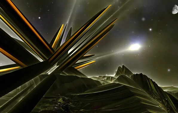 Space, the moon, bayonets