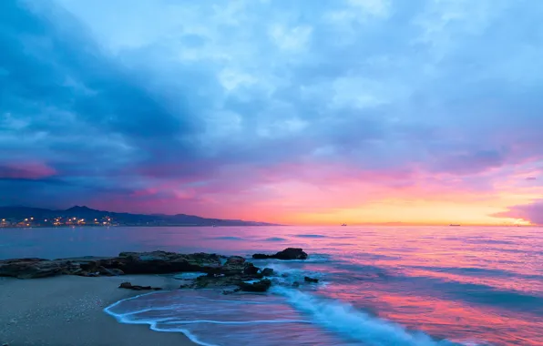 Picture beach, shore, wave, beauty, the evening, space, Spain, beach