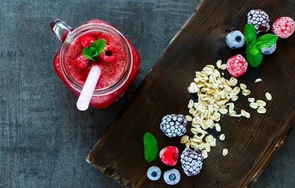 Picture berries, raspberry, Breakfast, blueberries, mug, drink, BlackBerry, tube