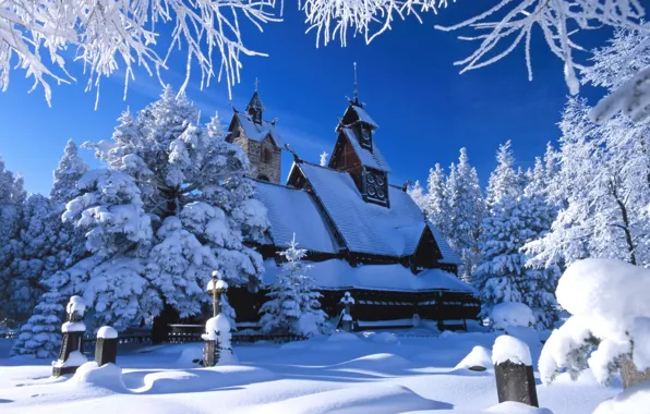 Winter, snow, home