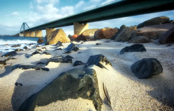 Picture bridge, stones, Germany, Schleswig-Holstein, Fehmarnsund