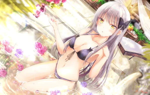 Picture swimsuit, girl, flowers, BanG Dream!