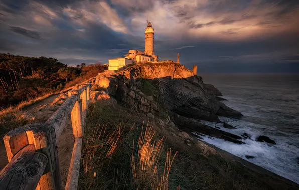 Picture sea, rock, coast, lighthouse, Spain, Spain, The Bay of Biscay, Cantabria