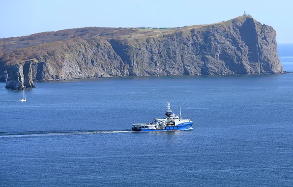 Sea, the sky, ship, Avacha Bay