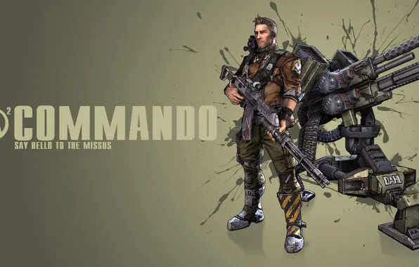 Gun, Commando, Commando, turret, people, Borderland 2
