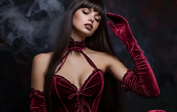 Red, Girl, Photo, Velvet, AI art