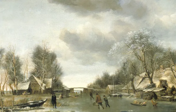 Winter, landscape, picture, Jan van de Capelle