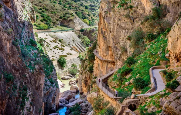 Stones, rocks, people, trail, canyon, Spain, the view from the top, Malaga