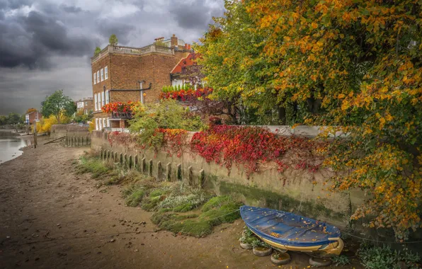 Autumn, boat, England, London, home, Riverside Hammersmith
