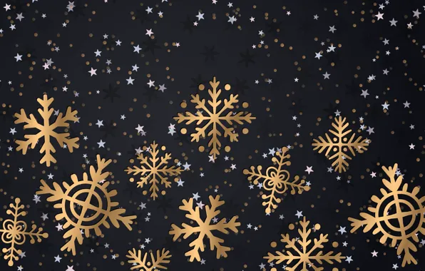 Picture winter, snowflakes, background, gold, New Year, Christmas, golden, gold
