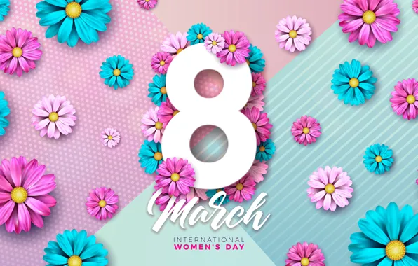Flowers, strip, holiday, the inscription, graphics, spring, blue, figure
