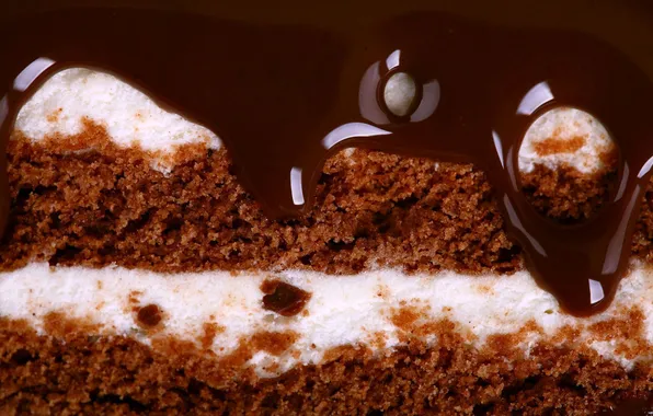Chocolate, cake, glaze, layer