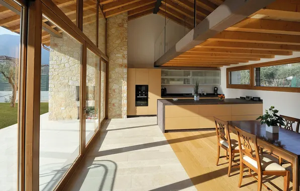 Design, style, Villa, interior, kitchen, dining room, dining area, seamless interface