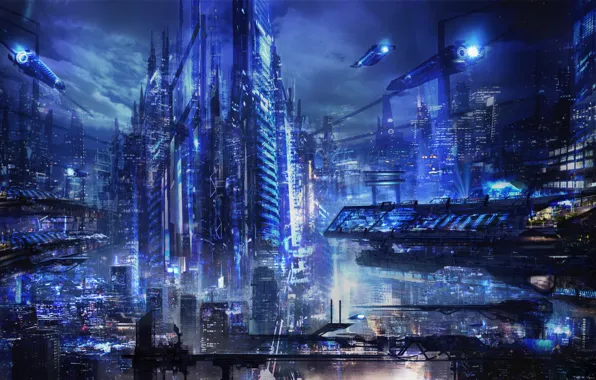 The city, future, fiction, transport, art