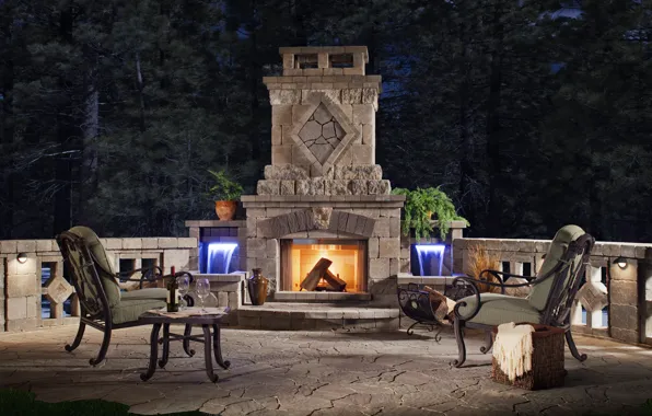 Design, style, interior, chairs, oven, hearth, terrace