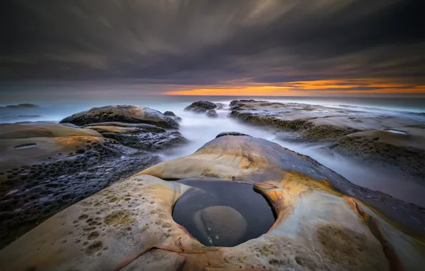 Picture sea, clouds, stones, island, Indonesia, glow, Kalimantan