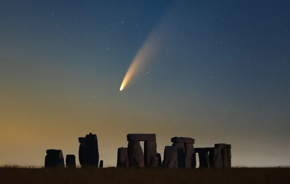 The sky, stars, comet, Stonehenge, sky, stars, Stonehenge, comet