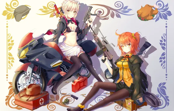 Sword, hitman, bra, Fate Stay Night, box, hat, boobs, breast