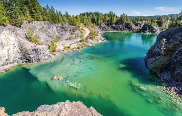 Picture forest, summer, nature, lake, river, rocks