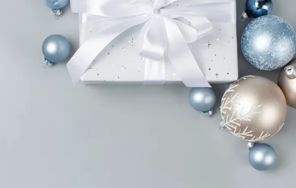 Winter, balls, holiday, box, gift, balls, Christmas, tape