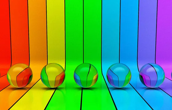 Line, abstraction, fantasy, balls, figure, curves, picture, the colors of the rainbow