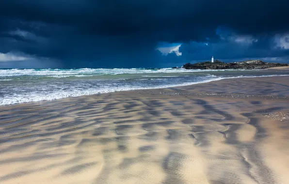 Sea, landscape, lighthouse