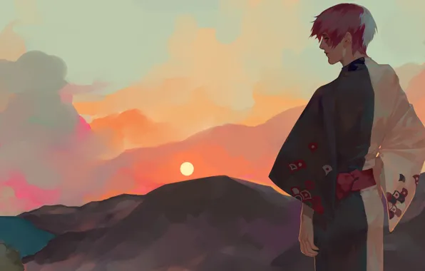 Sunset, Boku no Hero Academy, Todoroki Shoto, My heroic academia