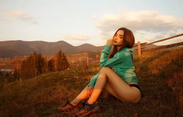 Picture girl, nature, background, sweetheart, hair, figure
