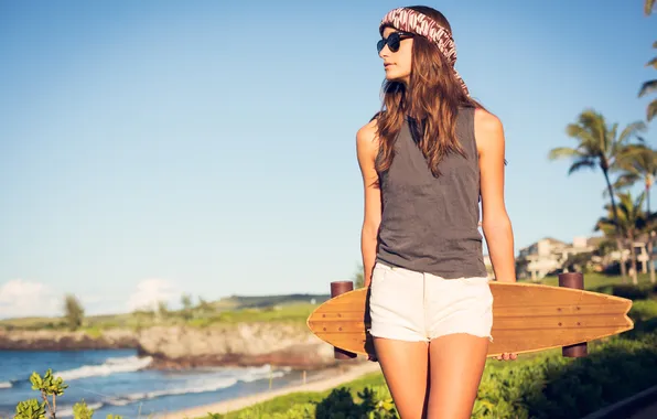 Wallpaper girl, shorts, beautiful, model, sunglasses, Headband