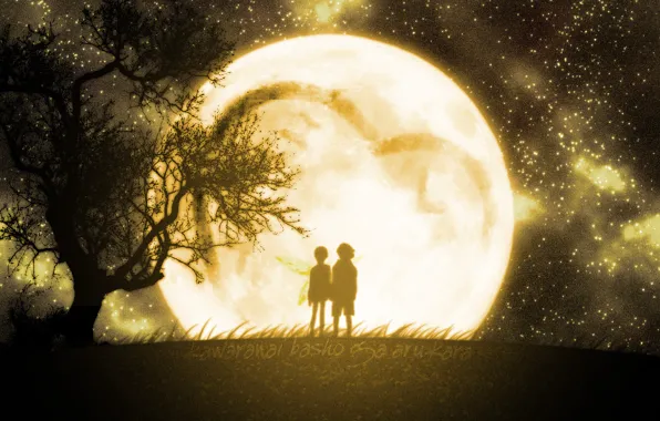 Picture tree, the moon, pair