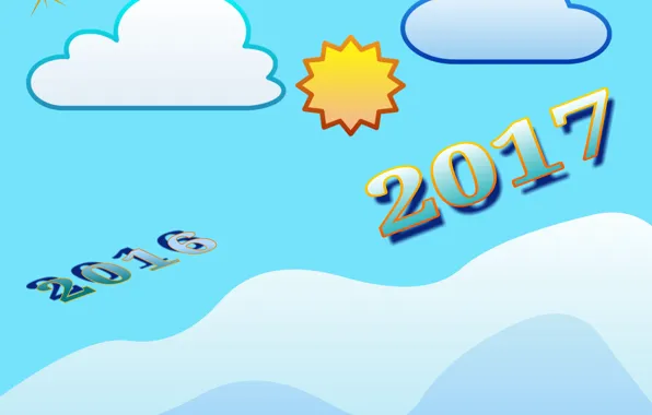 The sun, clouds, snow, easy, figures