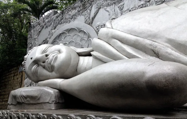 Vietnam, lying on his side, Viet Nam, buddhism, Buddha statue