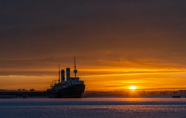 Sea, color, sunset, boat