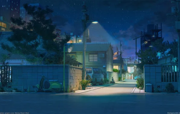 Road, Night, The city, Machine, Lantern, Building, Moped, City