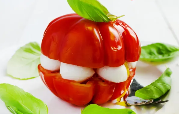 Picture tomato, salad, Basil, Caprese, mozzarella