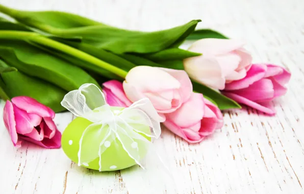 Picture flowers, eggs, Easter, tulips, happy, wood, pink, flowers