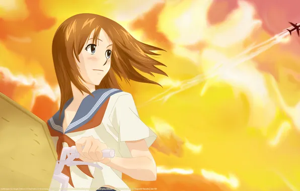 The sky, girl, anime