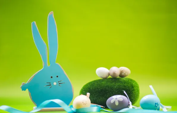 Moss, eggs, ball, Rabbit, Easter, Orthodox holiday