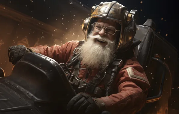 Fiction, Christmas, New year, Santa Claus, Santa Claus, cyberpunk, the futuristic, AI art