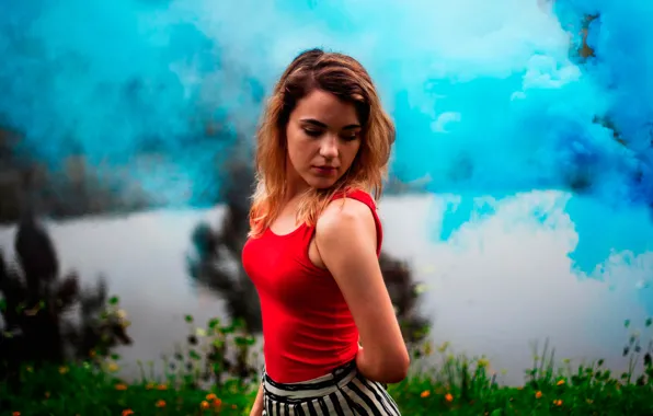 Smoke, portrait, girl, Toxins