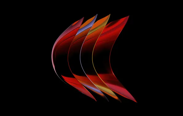 Vision, black background, Abstraction, Abstract, three-dimensional red shapes, 3d Red Shapes